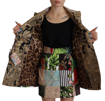 Dolce & Gabbana Multicolor Double-Breasted Patchwork Jacquard Blazer Jacket