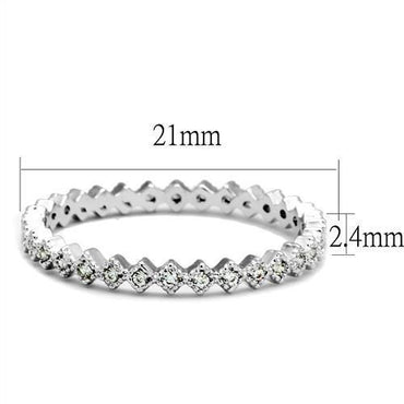 3W1238 - Rhodium Brass Ring with AAA Grade CZ in Clear