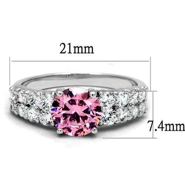 3W1361 - Rhodium Brass Ring with AAA Grade CZ in Rose