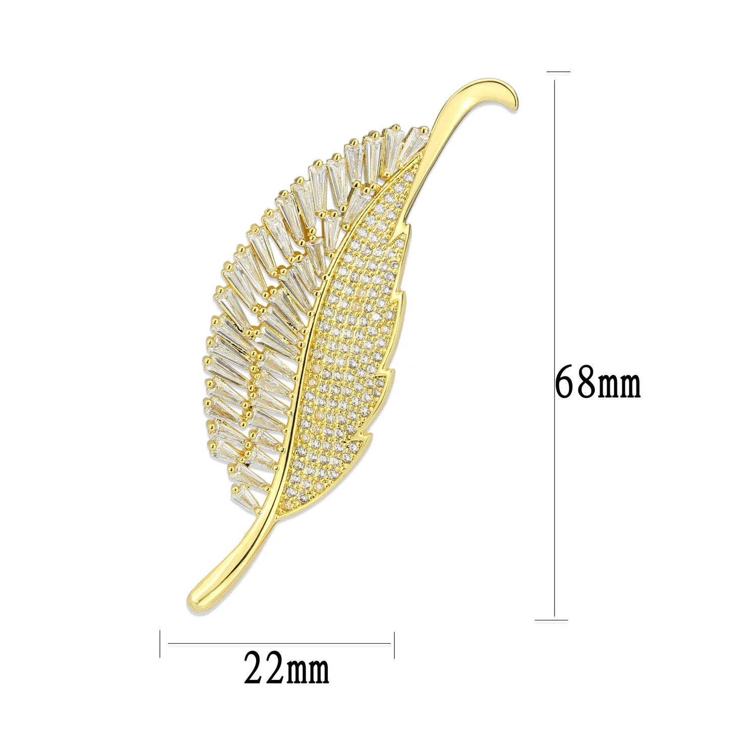 3W1765G - Flash Gold Brass Brooches with AAA Grade CZ in Clear-2