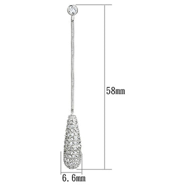 3W355 - Rhodium Brass Earrings with AAA Grade CZ in Clear-1