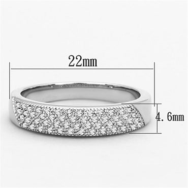 3W482 - Rhodium Brass Ring with AAA Grade CZ in Clear