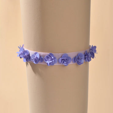 Handmade 90s Purple Flower Collar Velvet Short Tattoo Choker Retro Girl Necklace-1