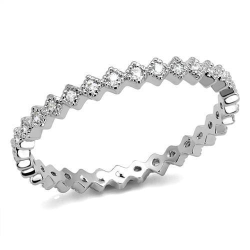 3W1238 - Rhodium Brass Ring with AAA Grade CZ in Clear