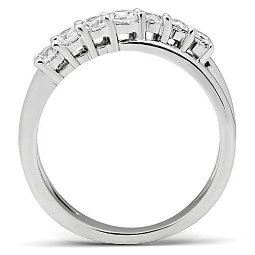 3W124 - Rhodium Brass Ring with AAA Grade CZ in Clear