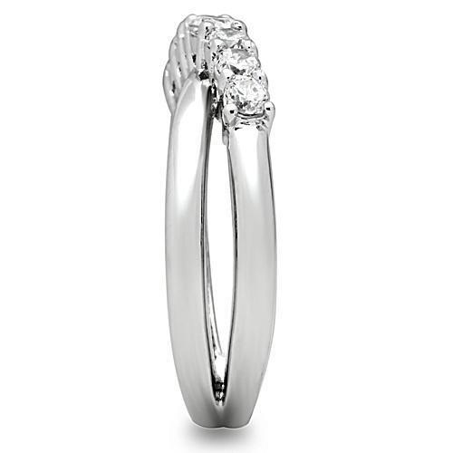 3W124 - Rhodium Brass Ring with AAA Grade CZ in Clear