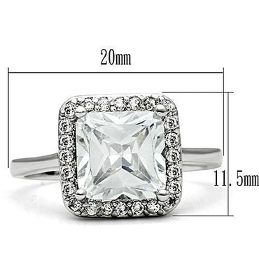3W144 - Rhodium Brass Ring with AAA Grade CZ in Clear