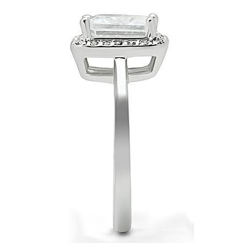 3W144 - Rhodium Brass Ring with AAA Grade CZ in Clear