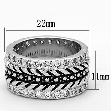 3w315 - Rhodium Brass Ring with AAA Grade CZ in Clear