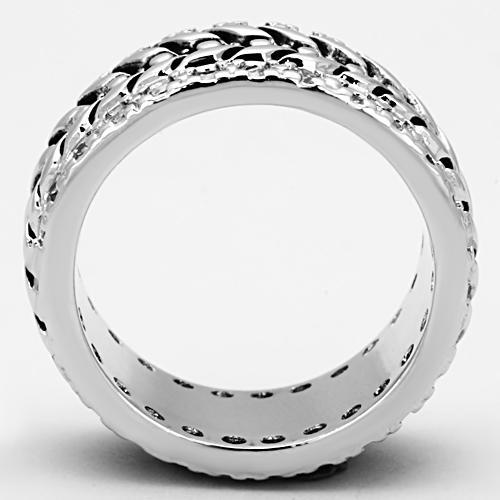 3w315 - Rhodium Brass Ring with AAA Grade CZ in Clear