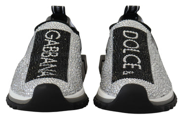 Dolce & Gabbana Silver Rhinestones Sorrento Sneakers Shoes
