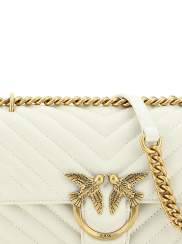 PINKO White Leather Love One Mini Shoulder Bag