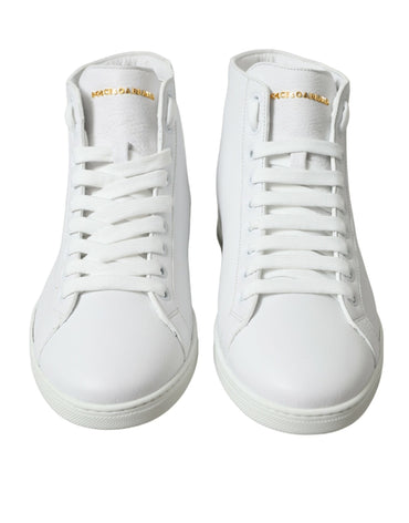 Dolce & Gabbana Elegant White Leather High Top Sneakers
