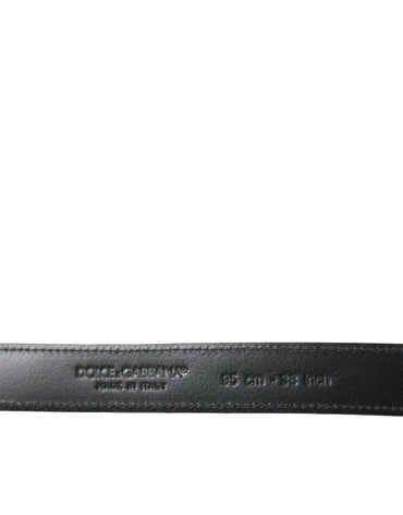 Dolce & Gabbana Black Leather Silver Metal Buckle Belt