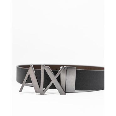 Armani Exchange Black Leather Regular Belt
