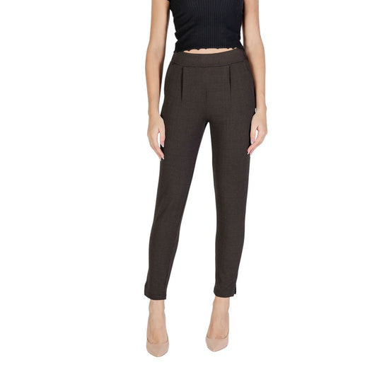 ICHI Brown Polyester Casual Pants