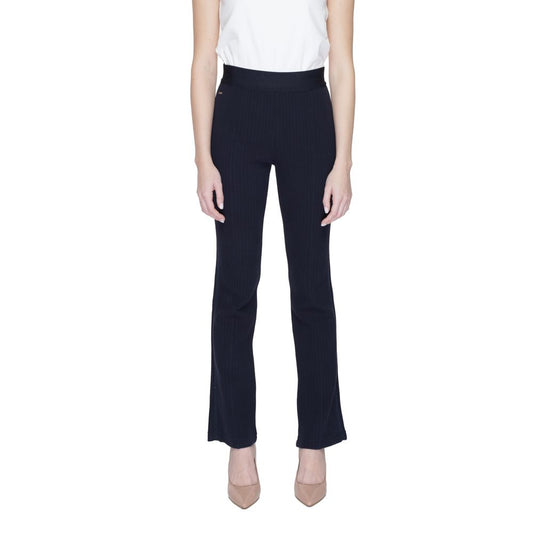 Street One Blue Cotton Flared Pants
