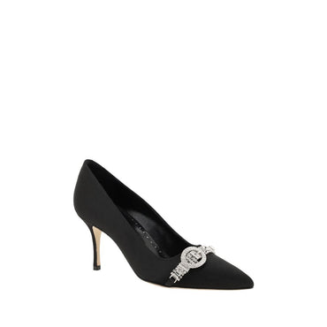 Manolo Blahnik Black Asapump Satin Pumps