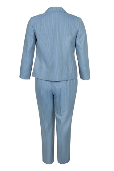 Evan Picone Notched Collar Two Button Long Sleeve Twill Pant Suit (Plus Size)-1