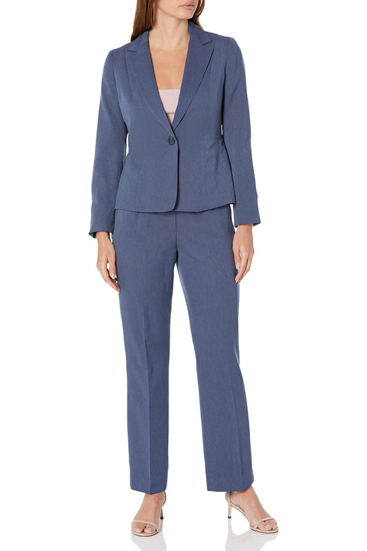 Le Suit Crepe One Button Notch Collar Pant Suit-0