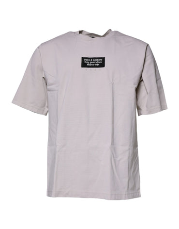 Dolce & Gabbana Beige DG Logo Crew Neck Short Sleeves T-shirt