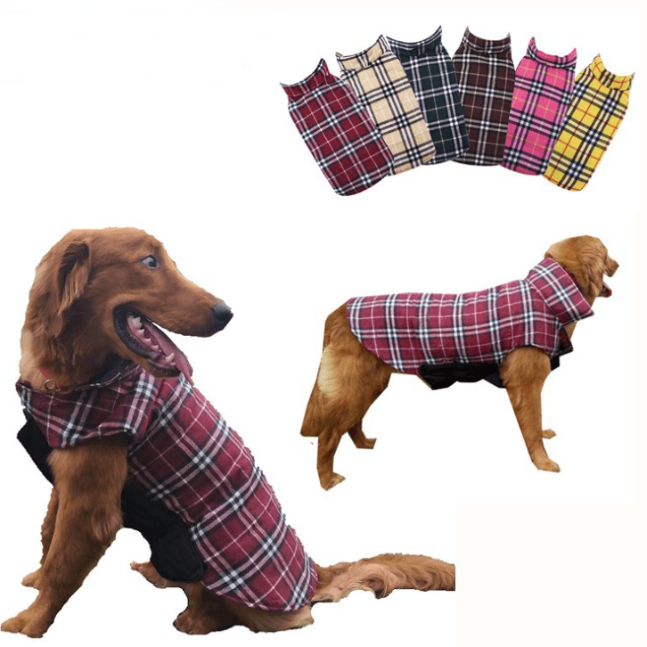 Waterproof Tartan Dog Suit Jacket: Stylish Outdoor Attire For Your Pooch-0