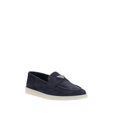 Prada Blue Calf Leather Bos Taurus Slip-On Loafers