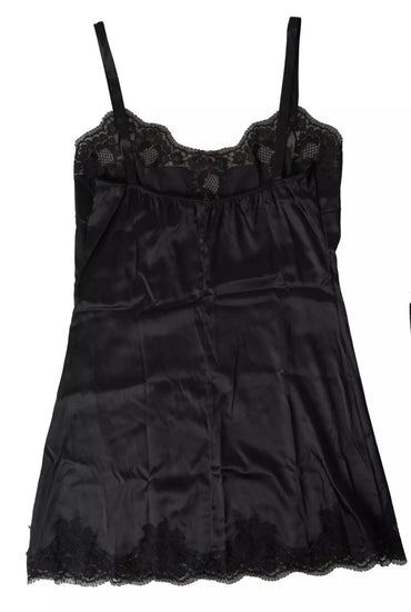 Dolce & Gabbana Black Lace Silk Sleepwear Camisole Top Underwear