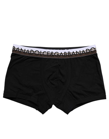 Dolce & Gabbana Black Cotton Stretch Regular Boxer Underwear