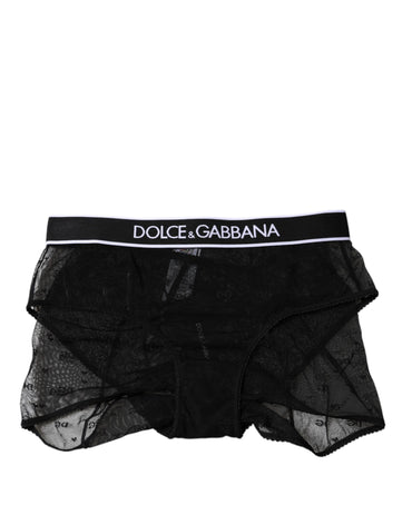 Dolce & Gabbana Black Tulle Nylon Mid Waist Panty Underwear