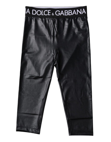 Dolce & Gabbana Black Logo Nylon Cropped Tights Pants Underwear