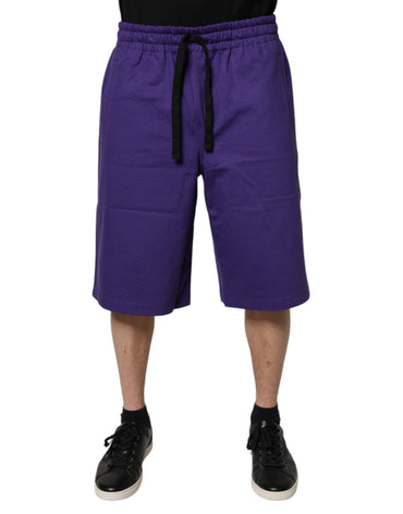 Dolce & Gabbana Purple Cotton Men Bermuda Sweatshorts Shorts