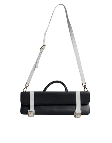 Dolce & Gabbana Blue White Calfskin Leather Crossbody Shoulder Bag