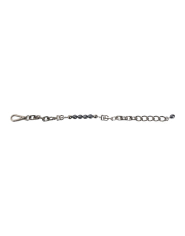 Dolce & Gabbana Silver Tone Chain Lobster Clasp Logo Gray Pearls Bracelet