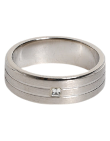 Dolce & Gabbana Silver Tone Brass Clear Crystal DG Logo Ring