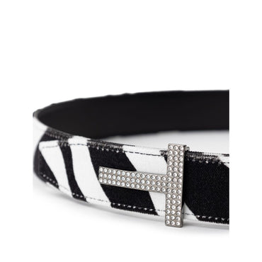 Tom Ford Black And White Leather Regular Belt