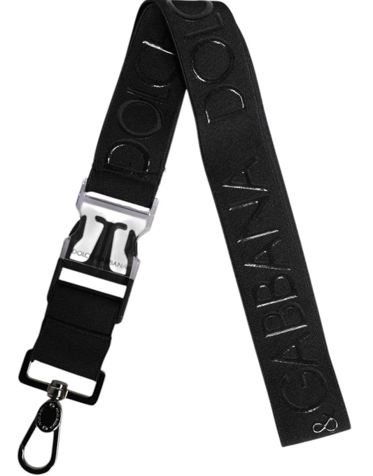 Dolce & Gabbana Black Stretch Polyester Rubberised DG Logo Keychain