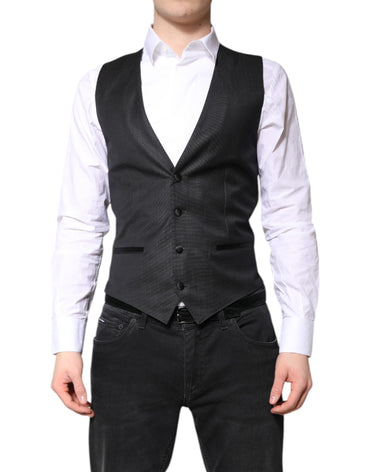 Dolce & Gabbana Black Wool Waistcoat Dress Formal Vest