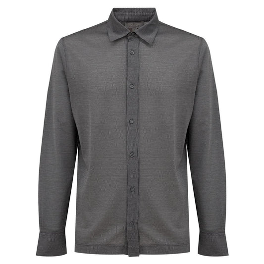Canali Gray Cotton Pattern Shirt