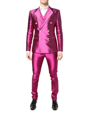 Dolce & Gabbana Pink SICILIA Double Breasted 3 Piece Suit