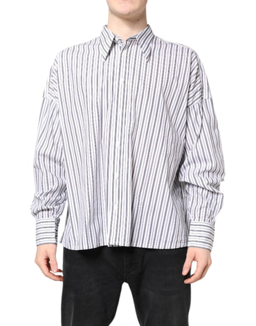 Dolce & Gabbana White Black Stripe Button Down Casual Shirt