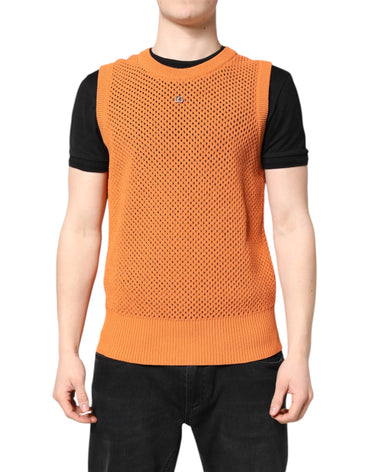 Dolce & Gabbana Orange Cashmere Round Neck Sleeveless T-shirt