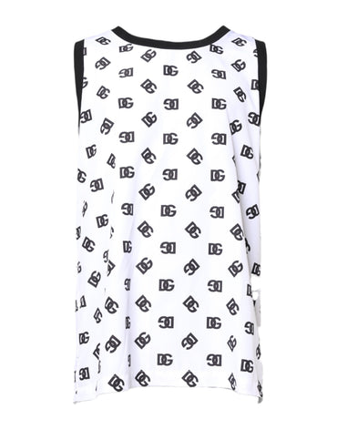 Dolce & Gabbana White Polyester Sleeveless DG Logo T-shirt