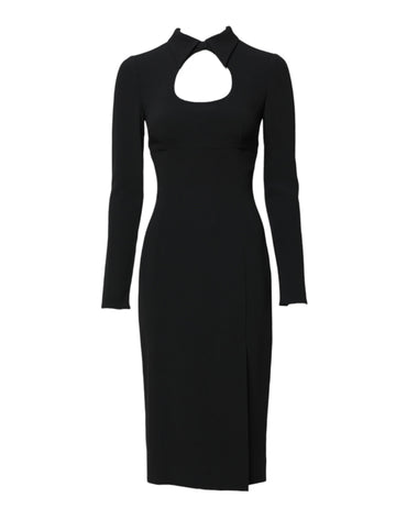 Dolce & Gabbana Black Long Sleeves Bodycon Sheath Midi Dress