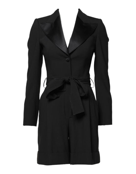 Dolce & Gabbana Black Wool Jumpsuit Dress Women Coat Jacket