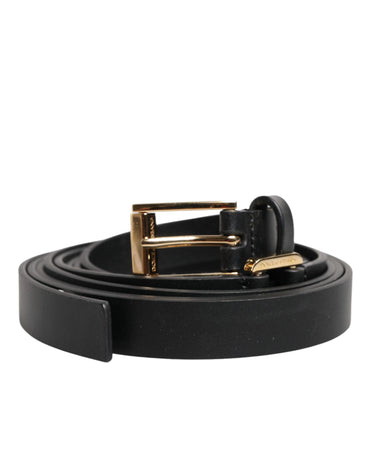 Dolce & Gabbana Black Double Strap Leather Gold Buckle Belt
