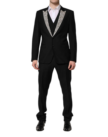 Dolce & Gabbana Black MARTINI Crystal Embellished 3 Pc Suit