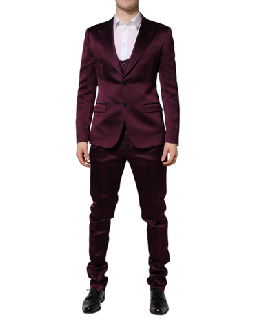 Dolce & Gabbana Dark Purple Silk 3Piece Single Breasted Suit