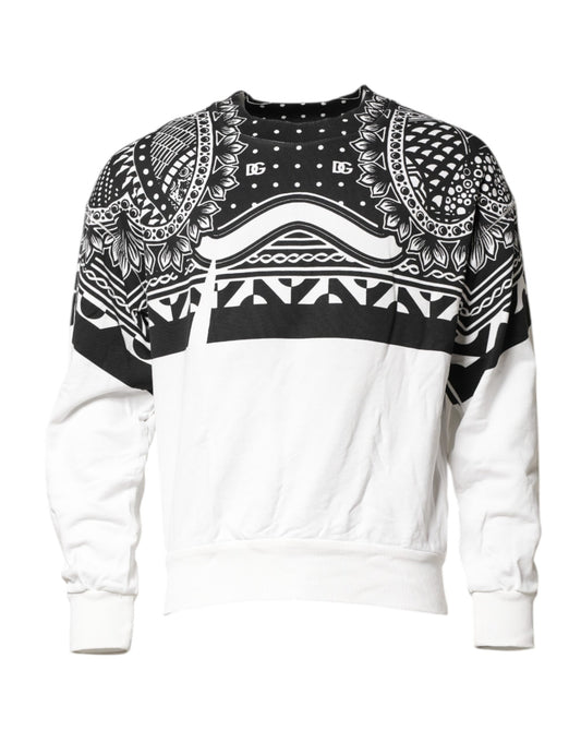Dolce & Gabbana Black White Bandana Cotton Men Sweatshirt Sweater