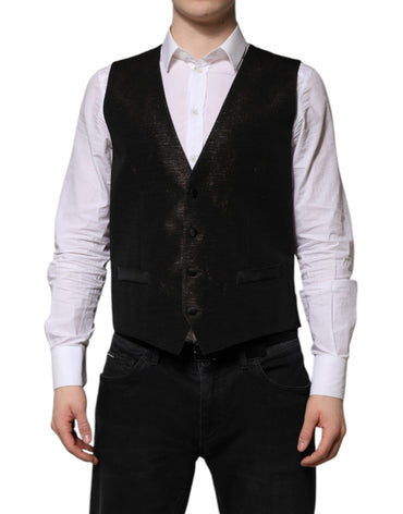 Dolce & Gabbana Dark Brown Dress Formal Men Waistcoat Vest
